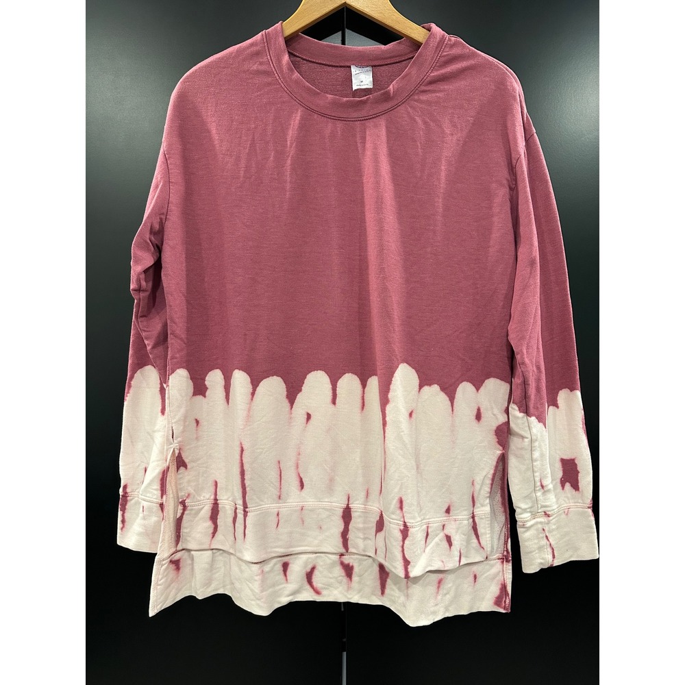 Te Verde Mauve Pink Dip Dye Oversized Sweatshirt Medium Side Slit High Low Hem